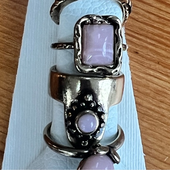 Free People Gold and Pink Ring Set NWT stackable boho festival western coastal - Picture 3 of 6